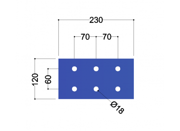 IPE 240 kopplaat 230x120x10mm - 6x gat 18mm