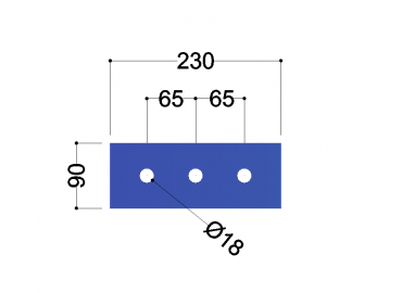 UNP240 kopplaat 230x90x12mm - 3x gat 18mm