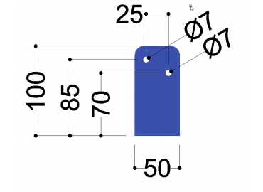 gordingstrip 100x50x4mm met 2x gat 6,6mm