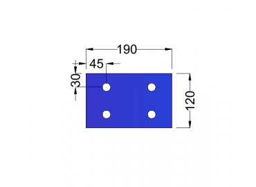 IPE 200 kopplaat 190x120x10mm - 4x gat 14mm